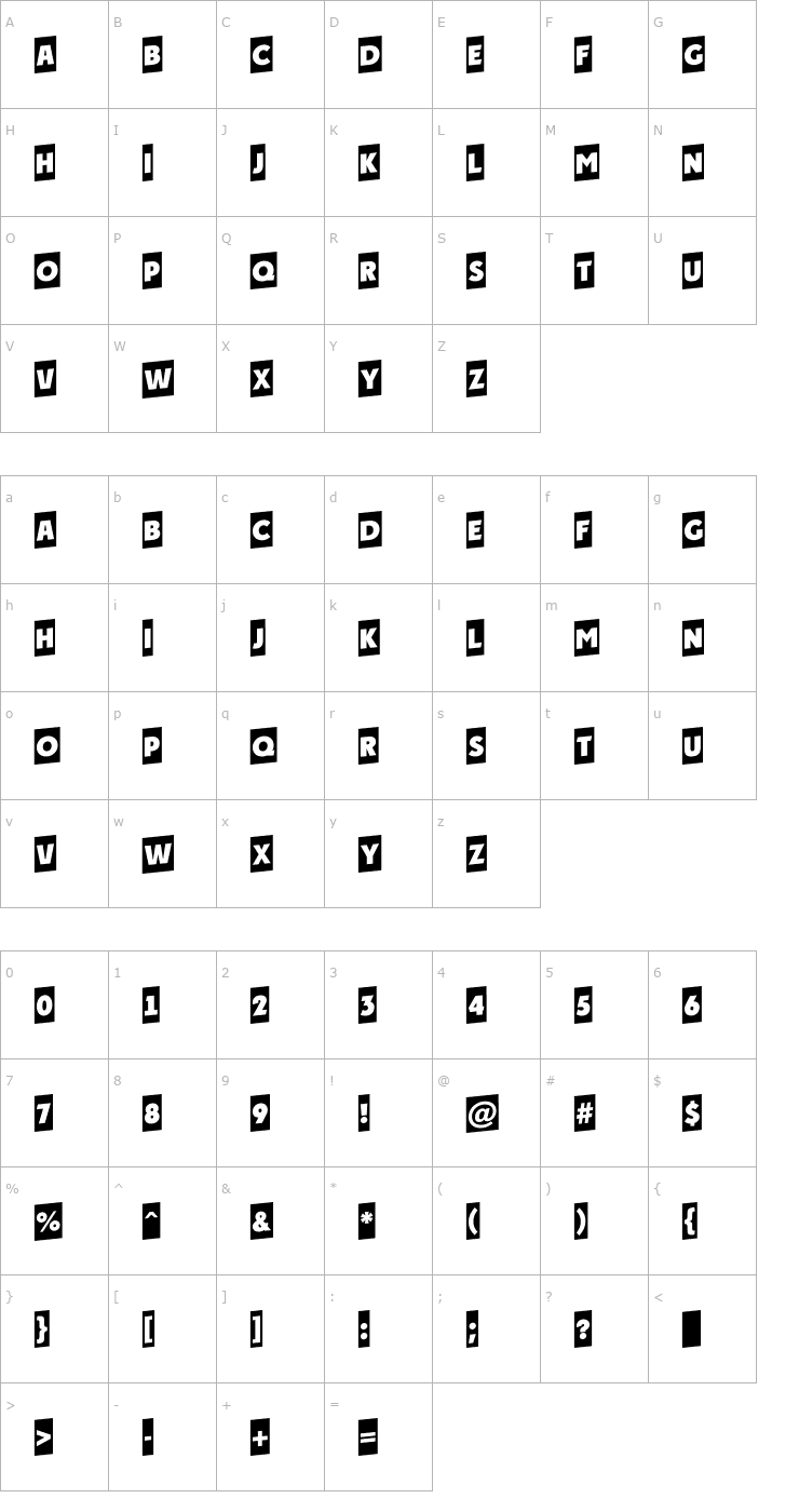 Character Map a_PlakatCmUp Font