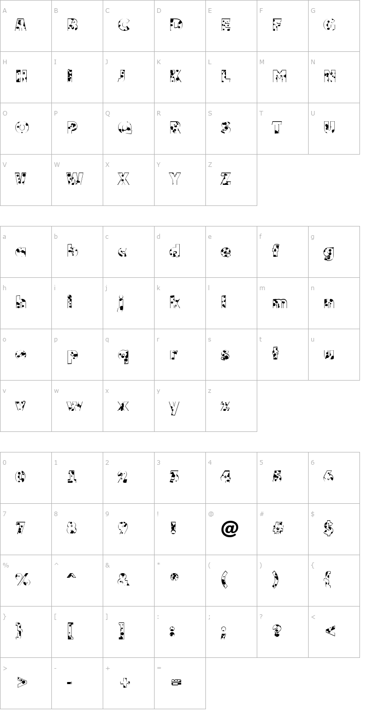 Character Map a_PlakatInkbl ExtraBold Font