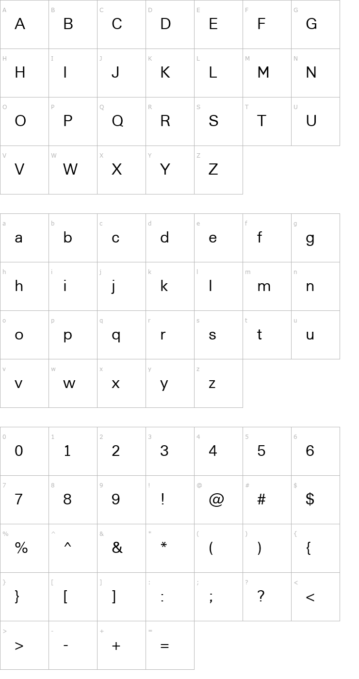 Character Map a_ReportSans Font