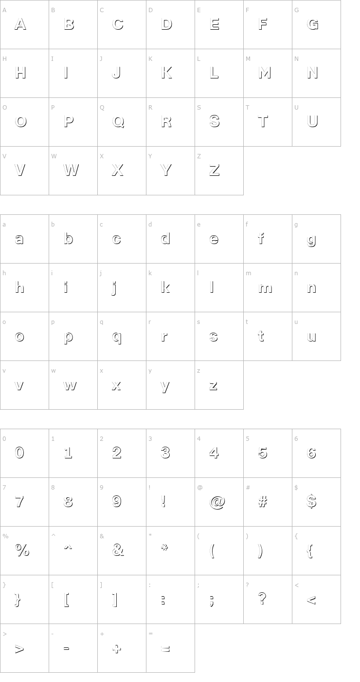 Character Map a_ReportSans3Dxtr Bold Font