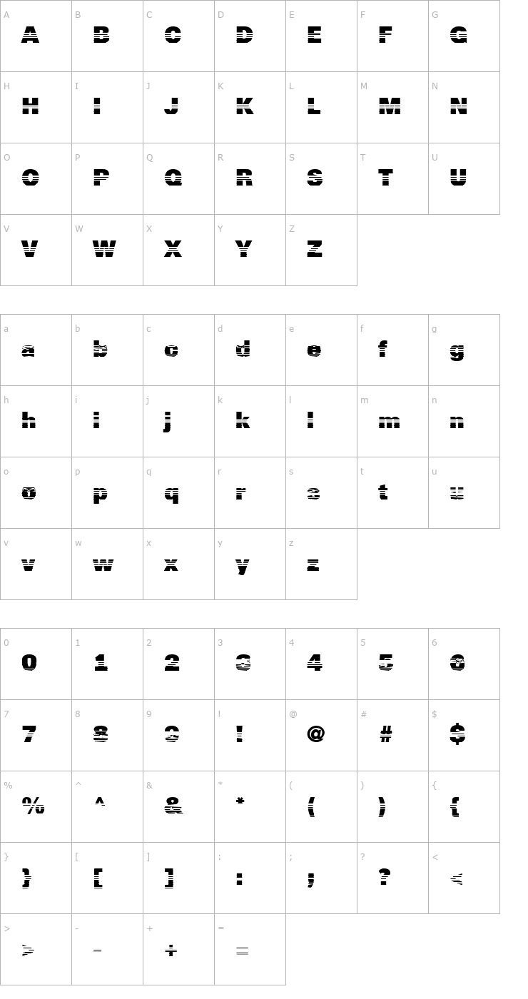 Character Map a_ReportSansCmbStr Font