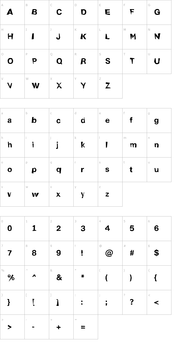 Character Map a_ReportSansDst Font