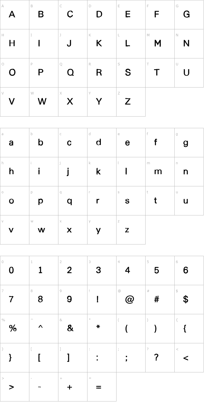 Character Map a_ReportSansRgh Font
