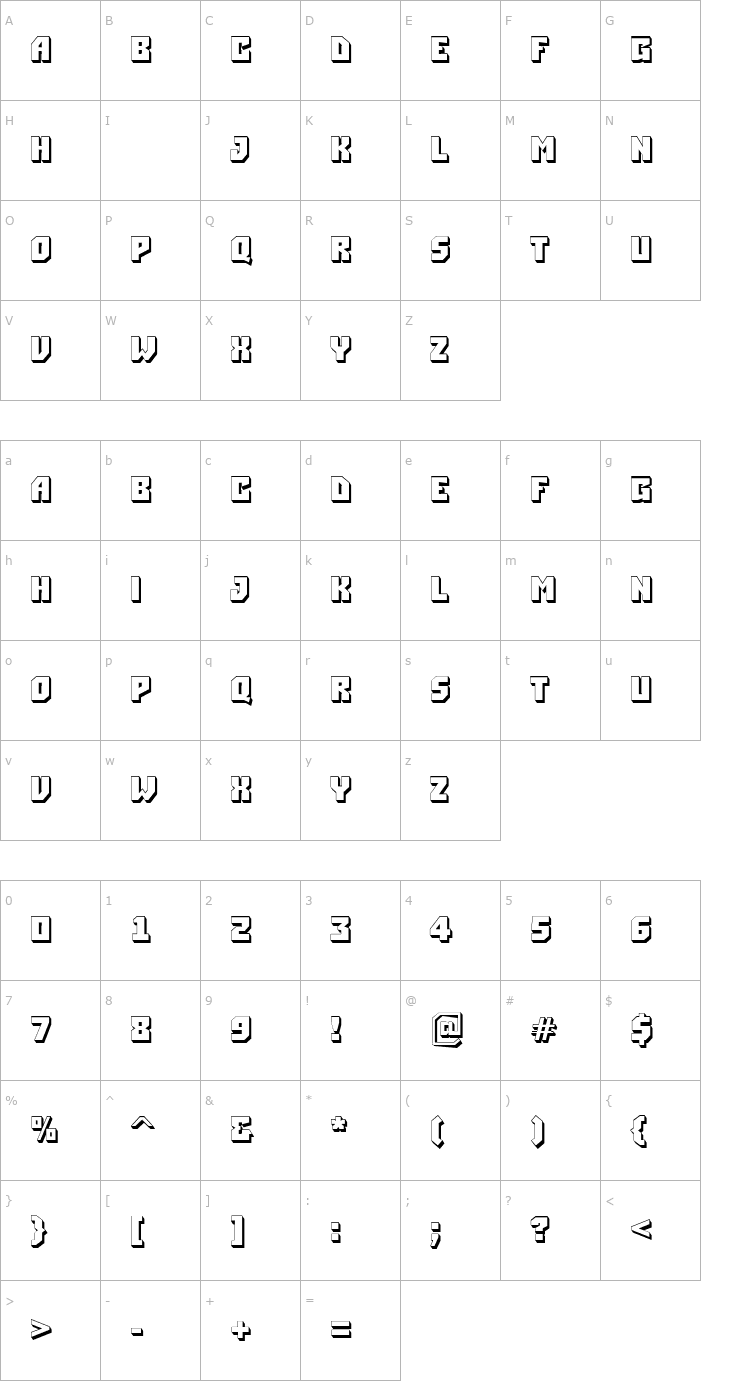 Character Map a_Simpler3D Bold Font