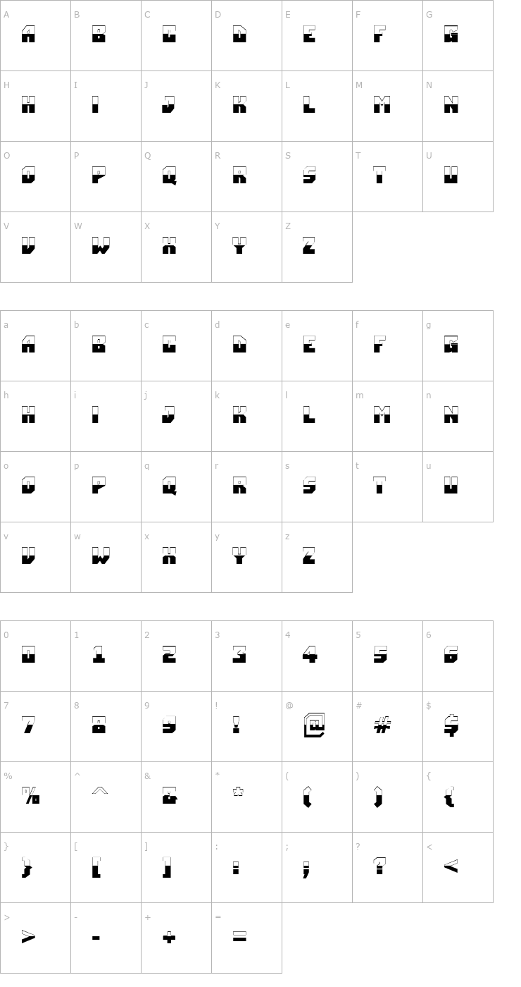 Character Map a_SimplerB&W Bold Font
