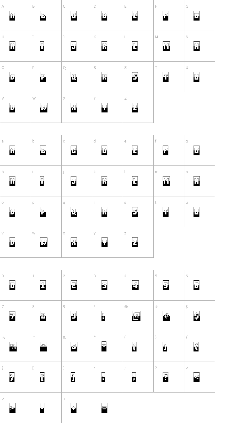 Character Map a_SimplerCmB&W Bold Font