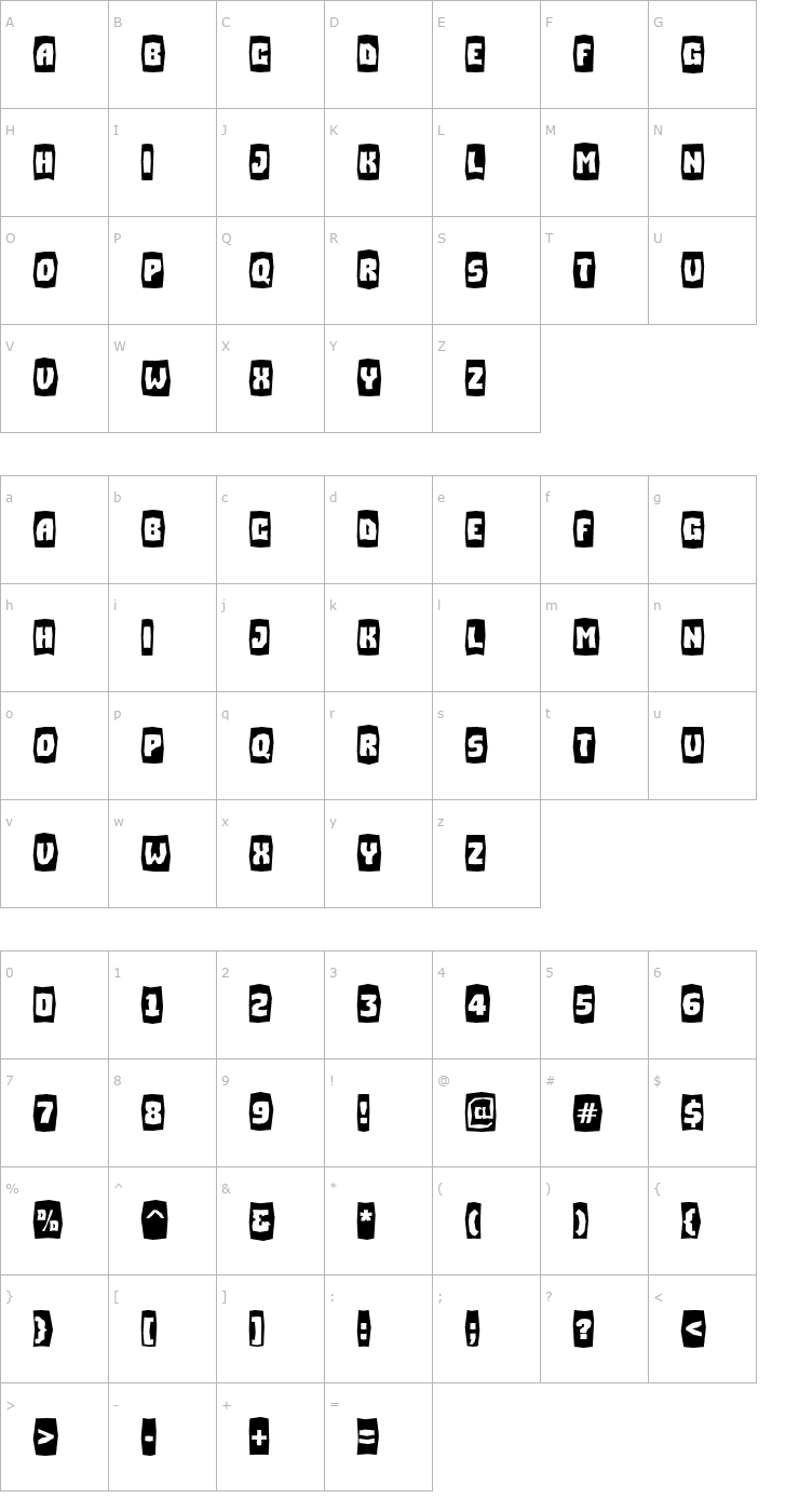 Character Map a_SimplerCmBrk Bold Font