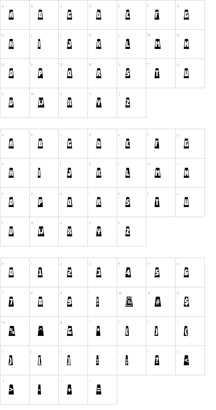 Character Map a_SimplerCmCtAbv Bold Font