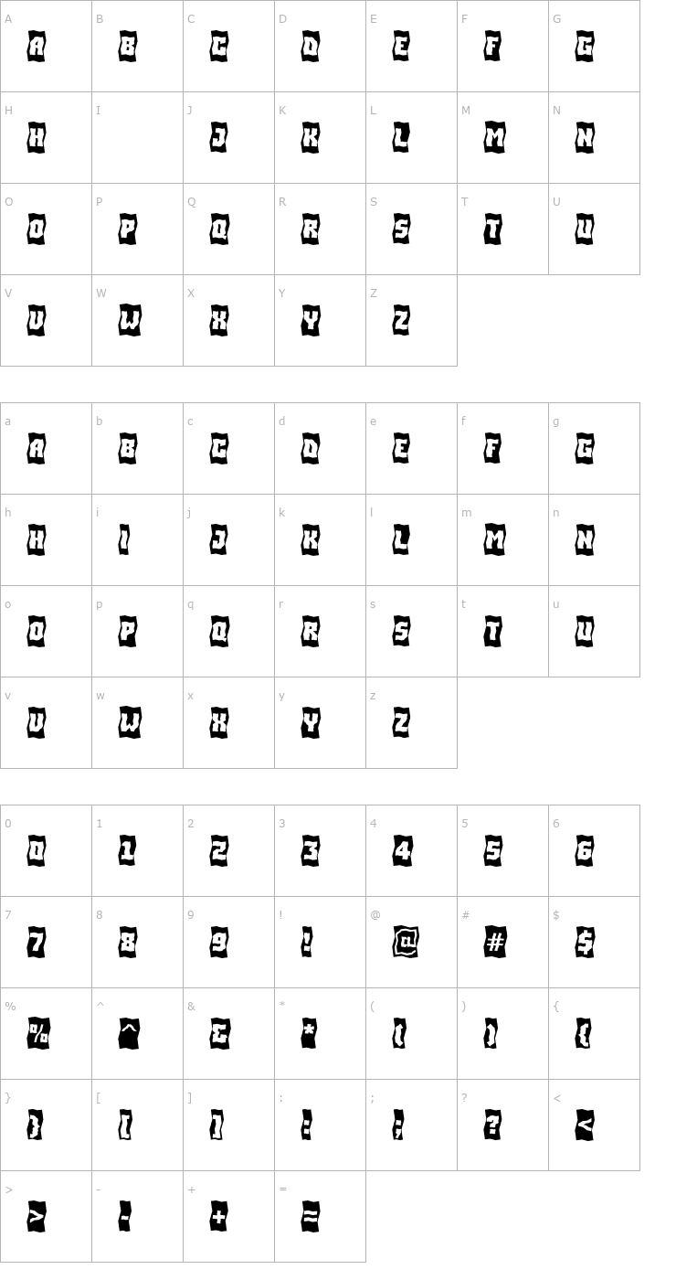 Character Map a_SimplerCmFld Bold Font