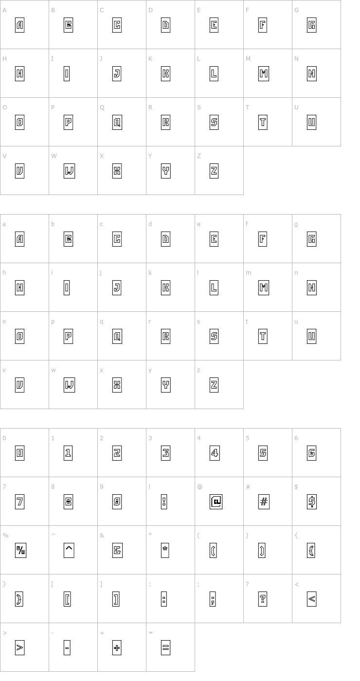 Character Map a_SimplerCmOtl Bold Font