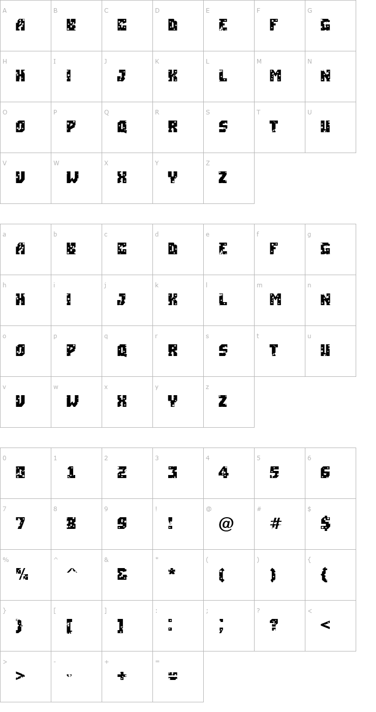 Character Map a_SimplerStrs Font