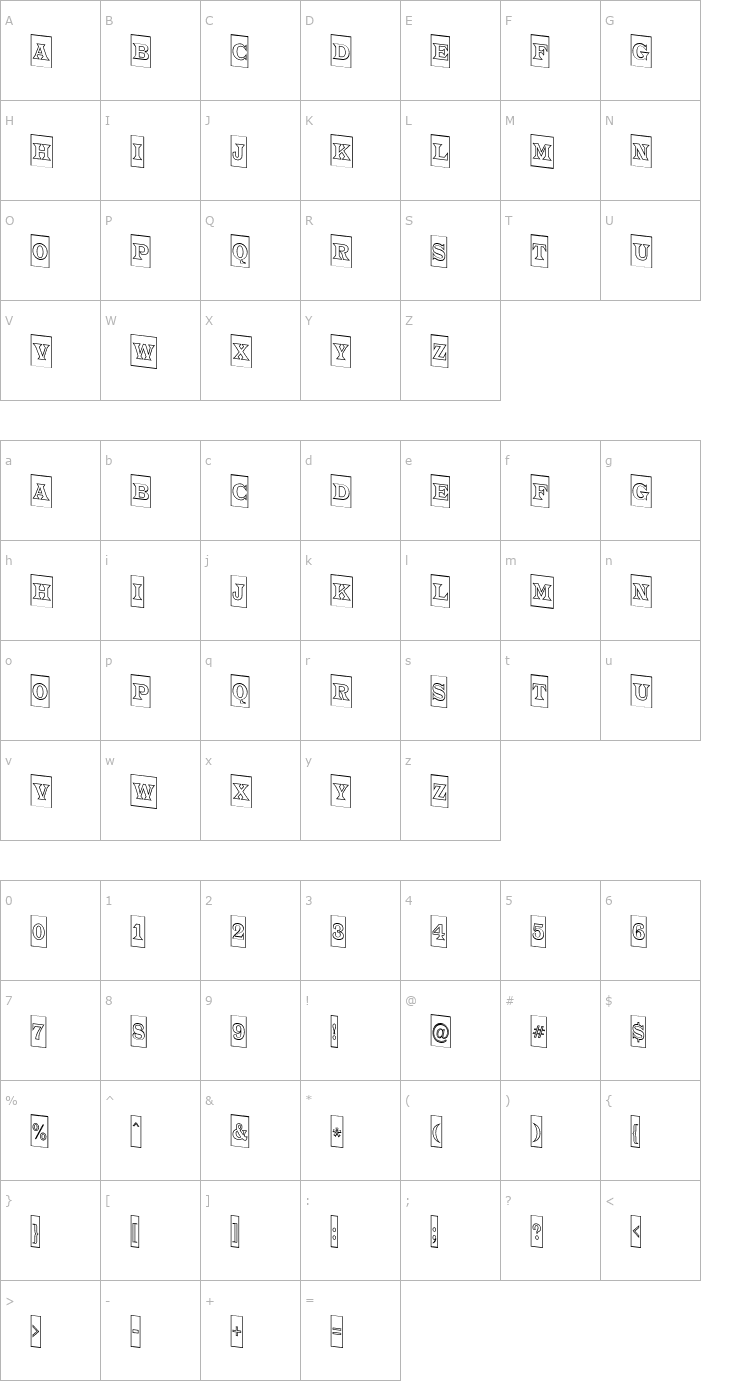 Character Map a_TrianglerCmOtlDn Font