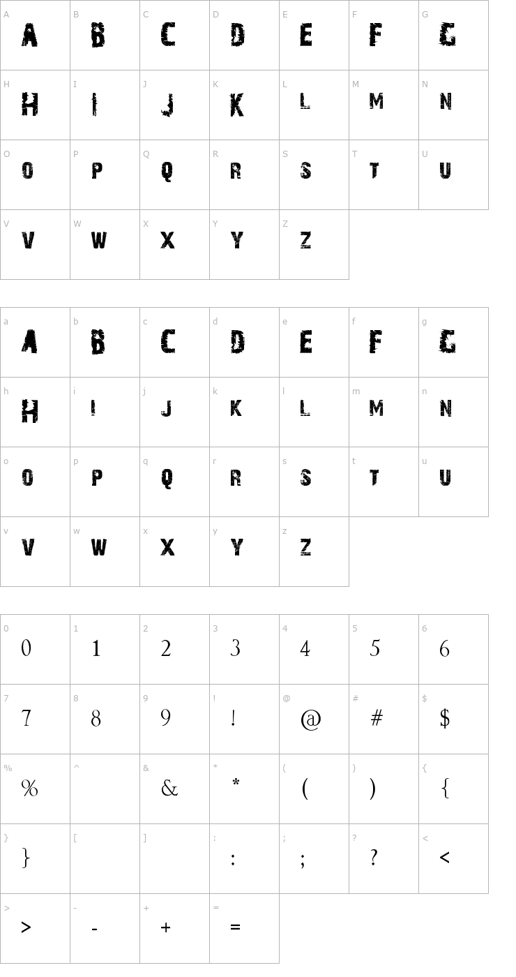 Character Map A Trip To Hell And Back Font