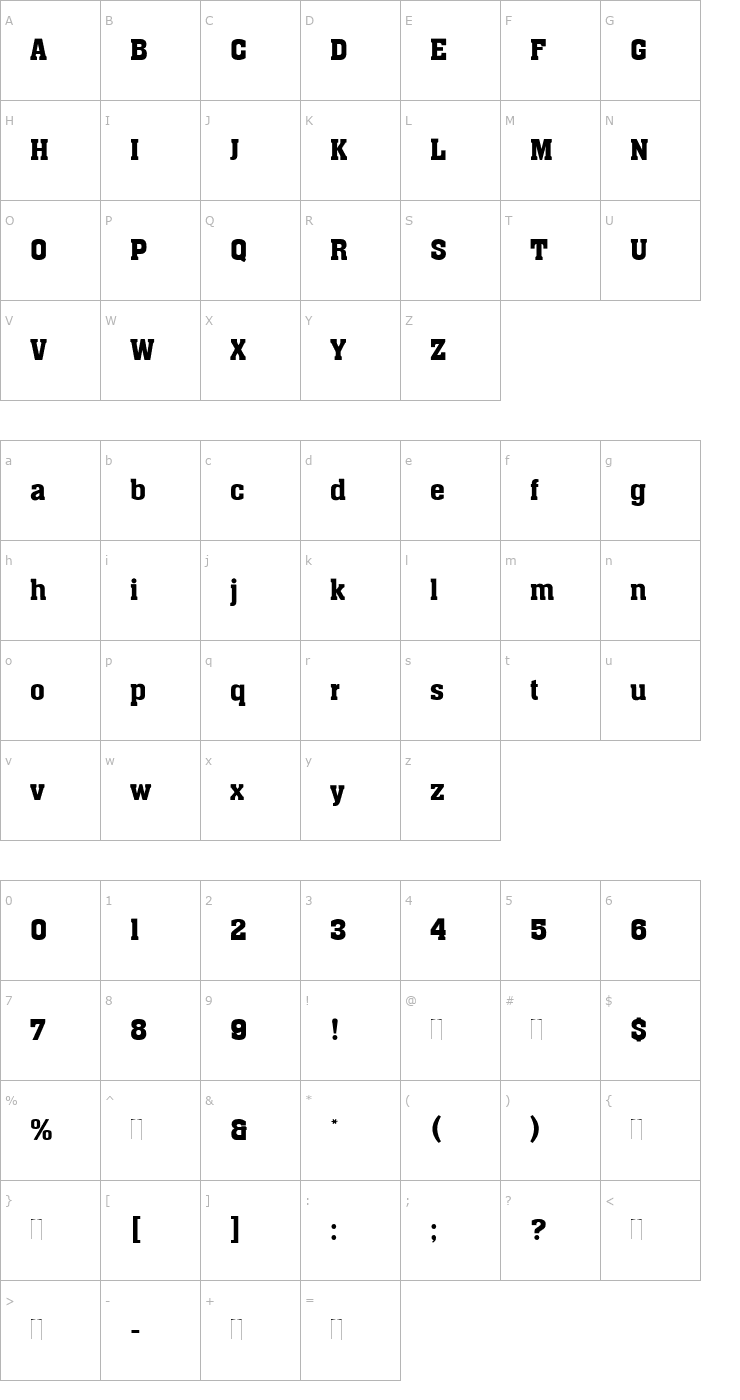 Character Map Aachen Medium Plain Font