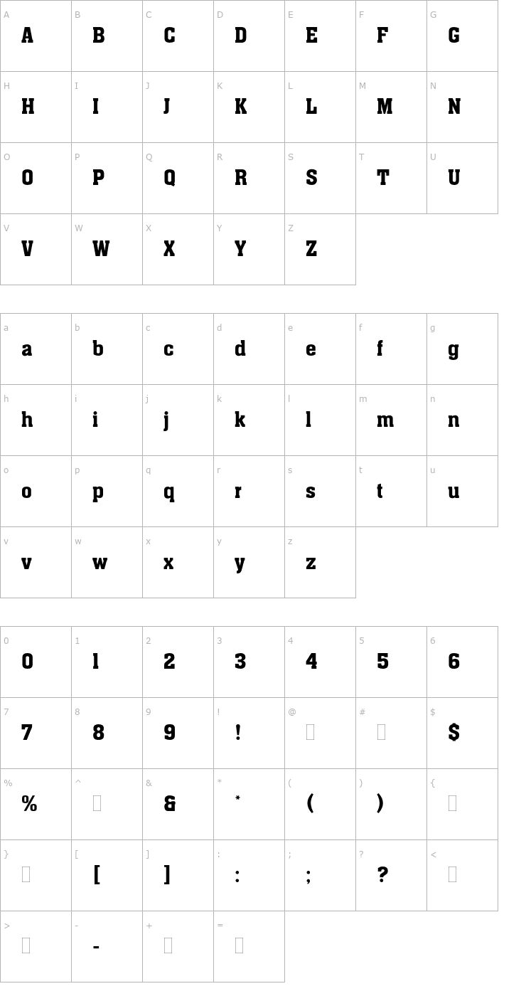Character Map AachenMediumPlain Font