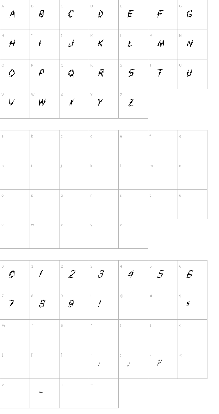 Character Map Aarcover Font