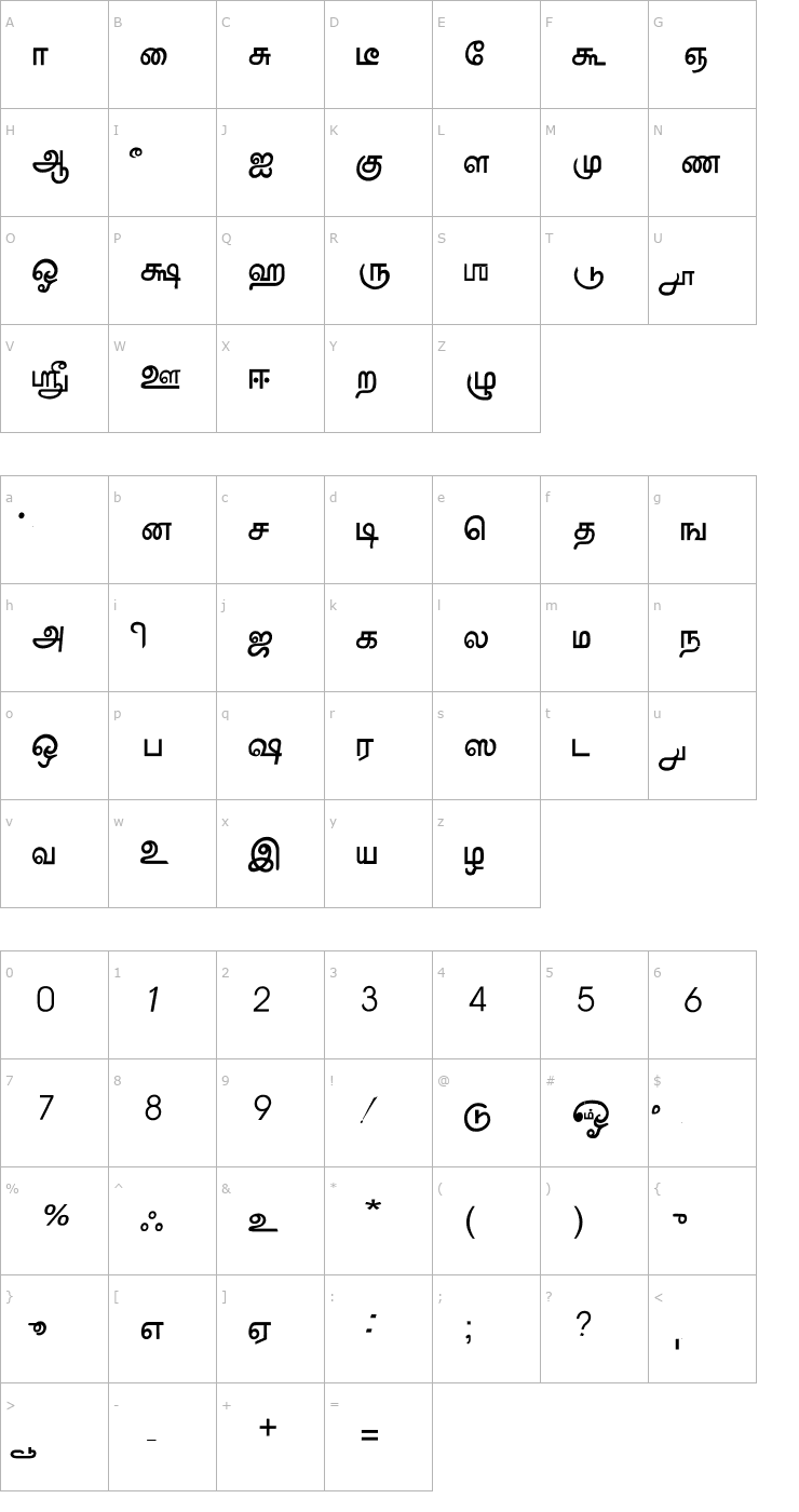 Character Map AATMZL Font