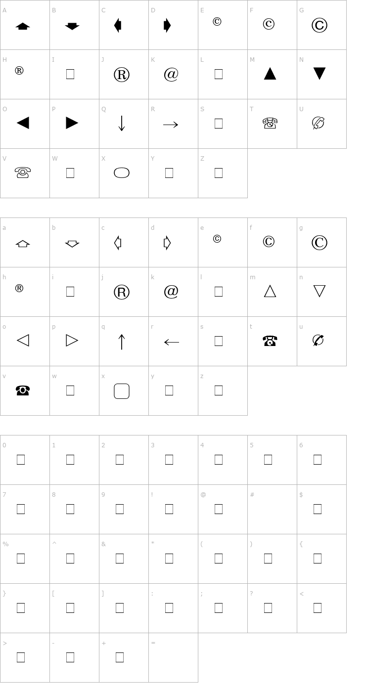 Character Map Abacus One SSi Font