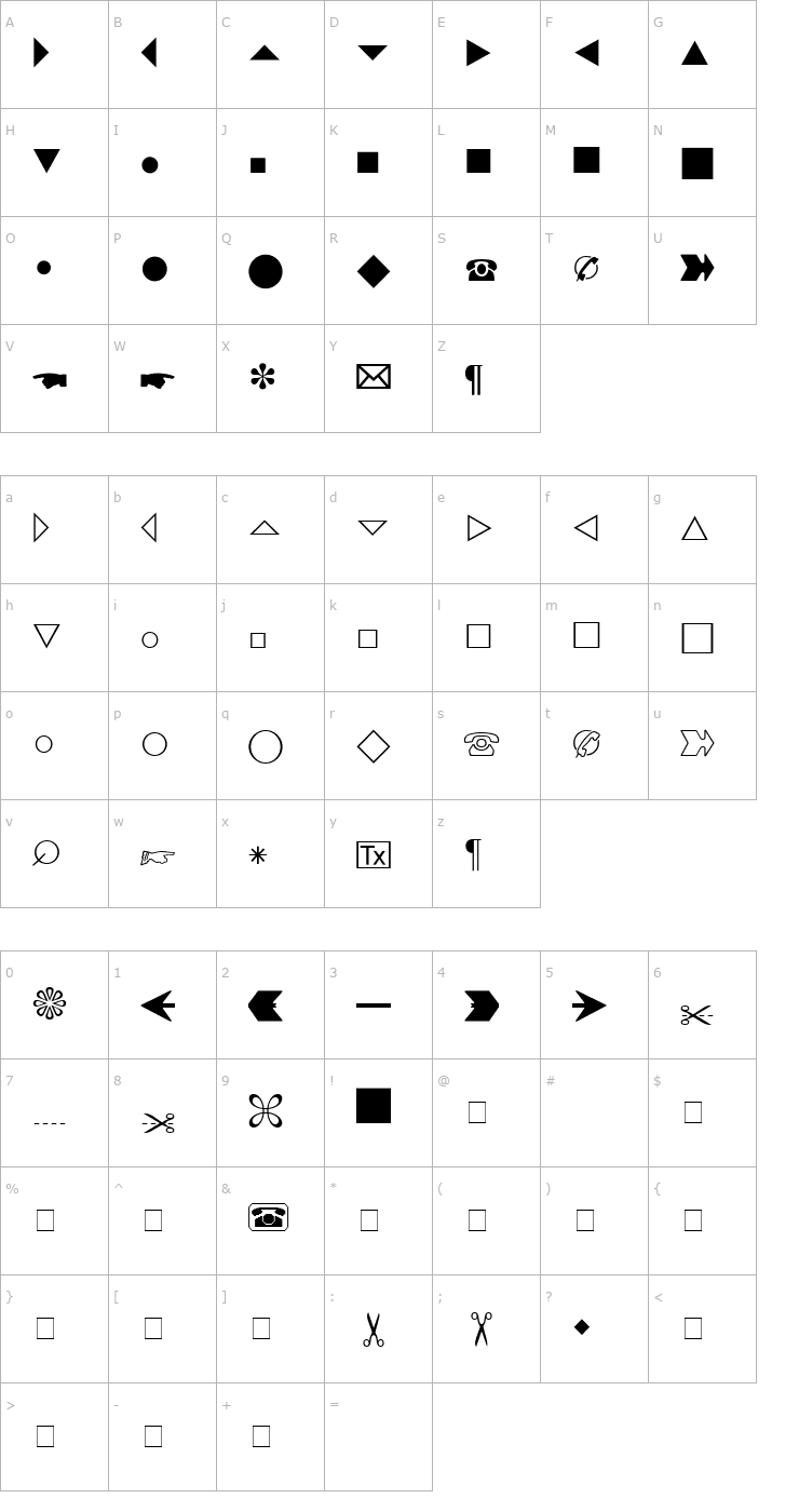 Character Map Abacus Three SSi Font