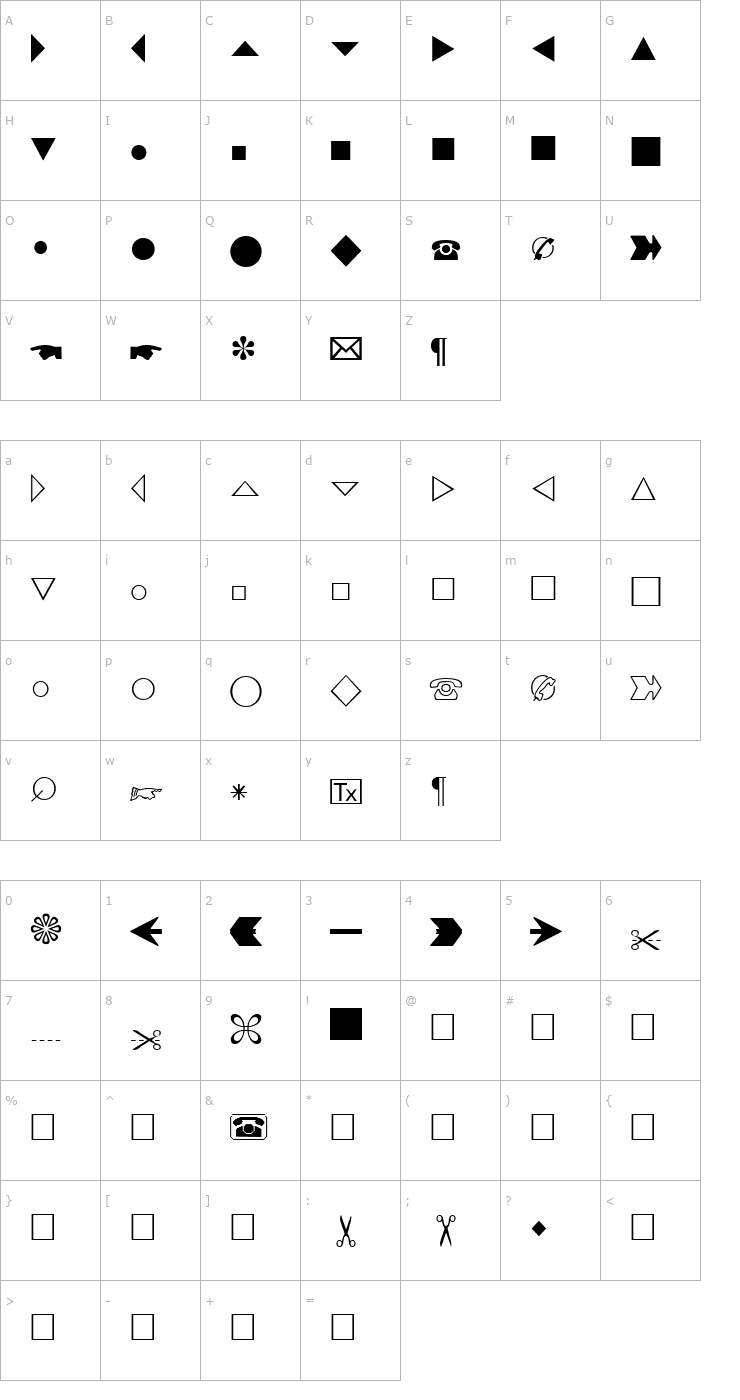 Character Map AbacusThreeSSK Regular Font