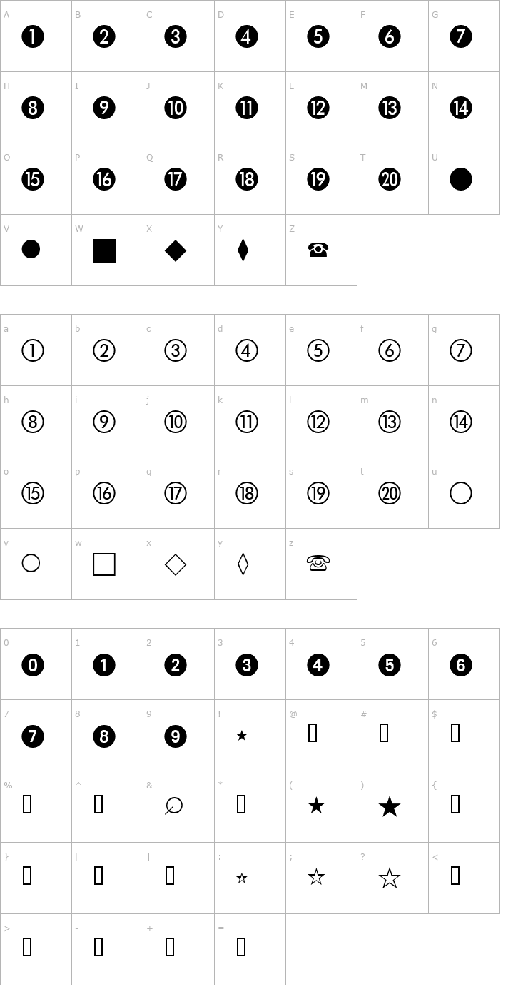 Character Map AbacusTwoSSi Font