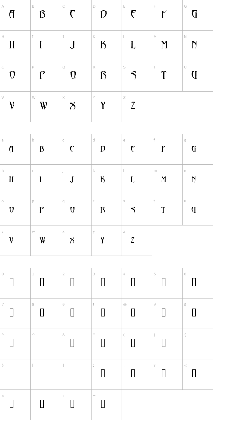Character Map Abaddon Font