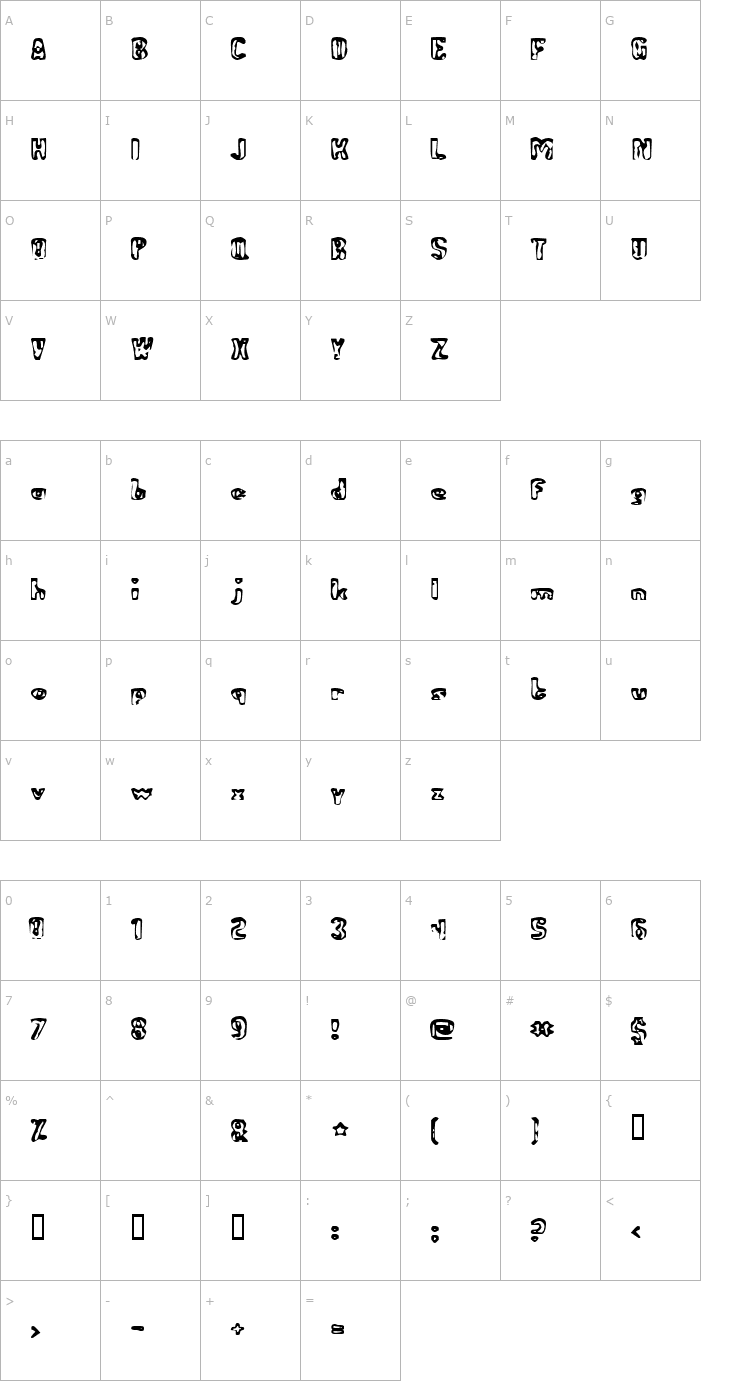 Character Map Abandoned Bitplane Font