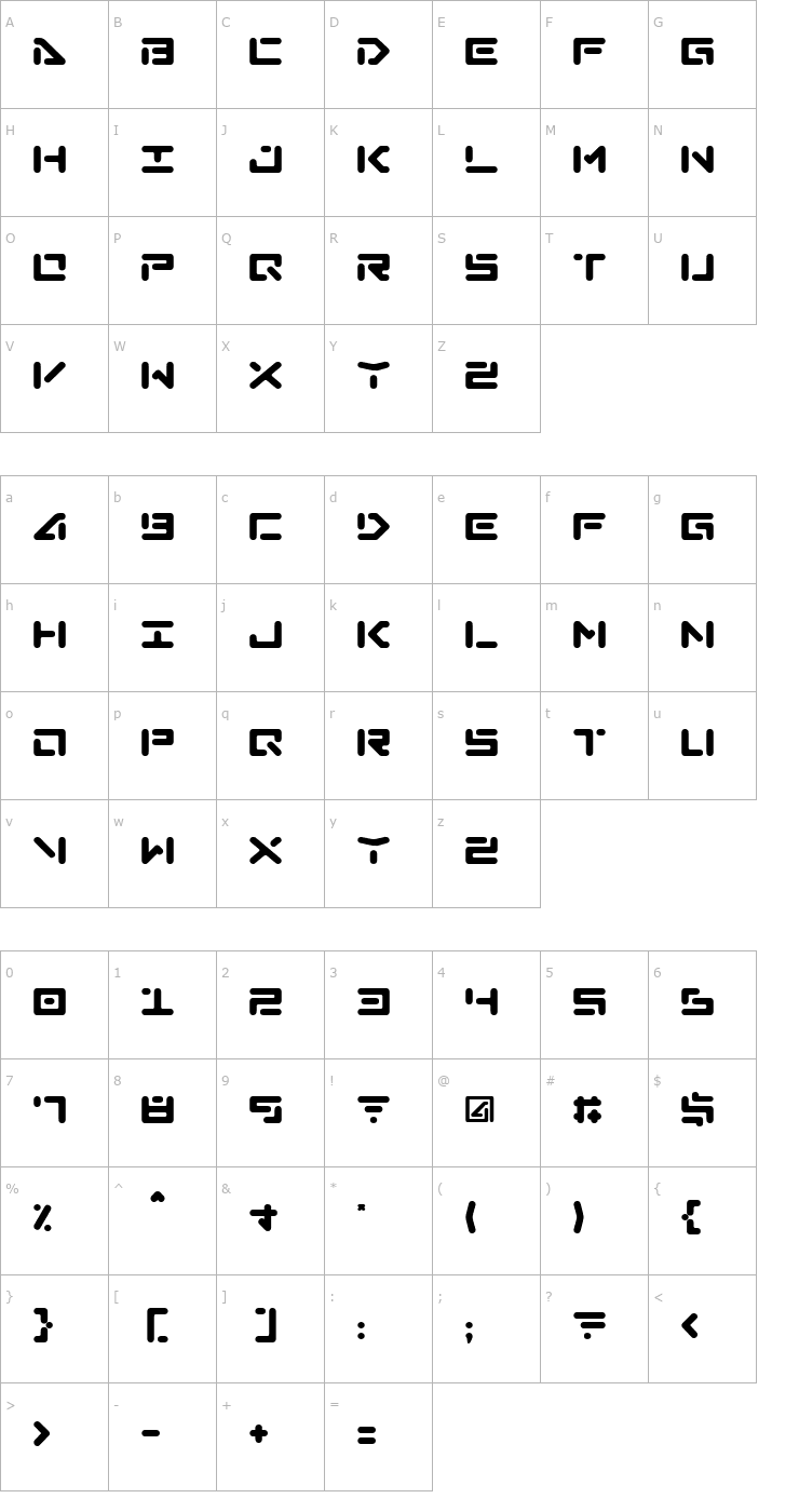 Character Map Abduction Font