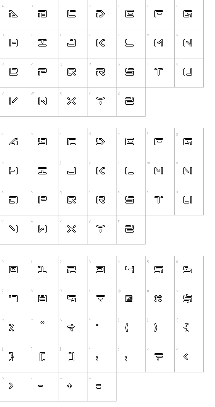 Character Map Abduction II Font