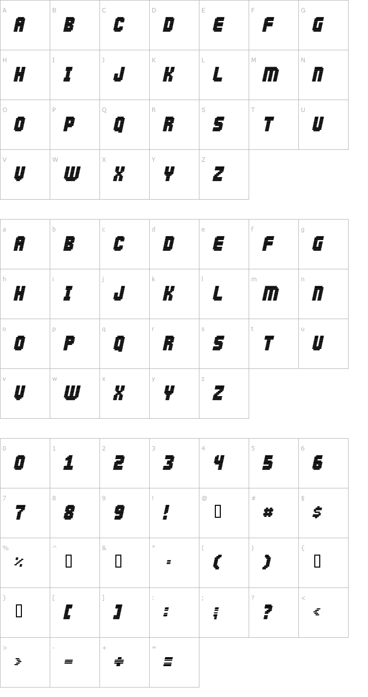 Character Map Abduction2000 Font