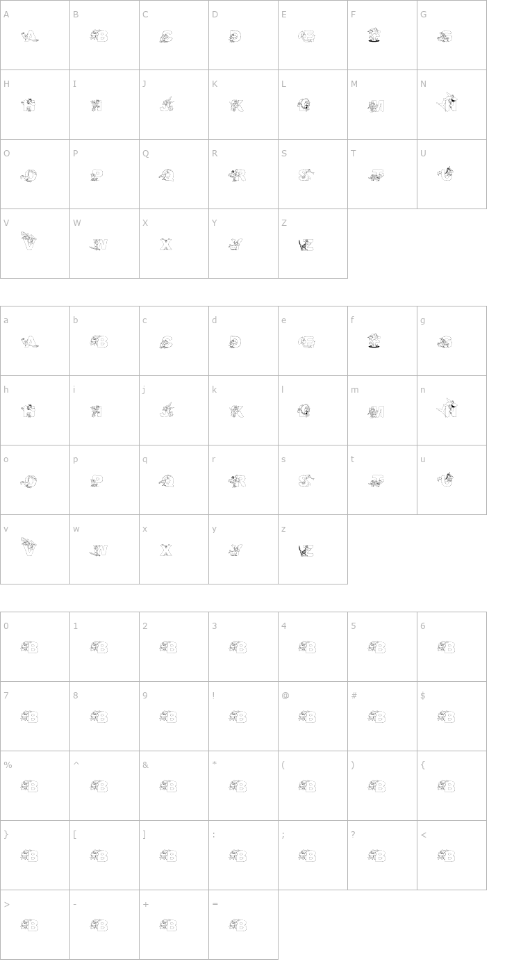 Character Map AbecedarianZoo Font