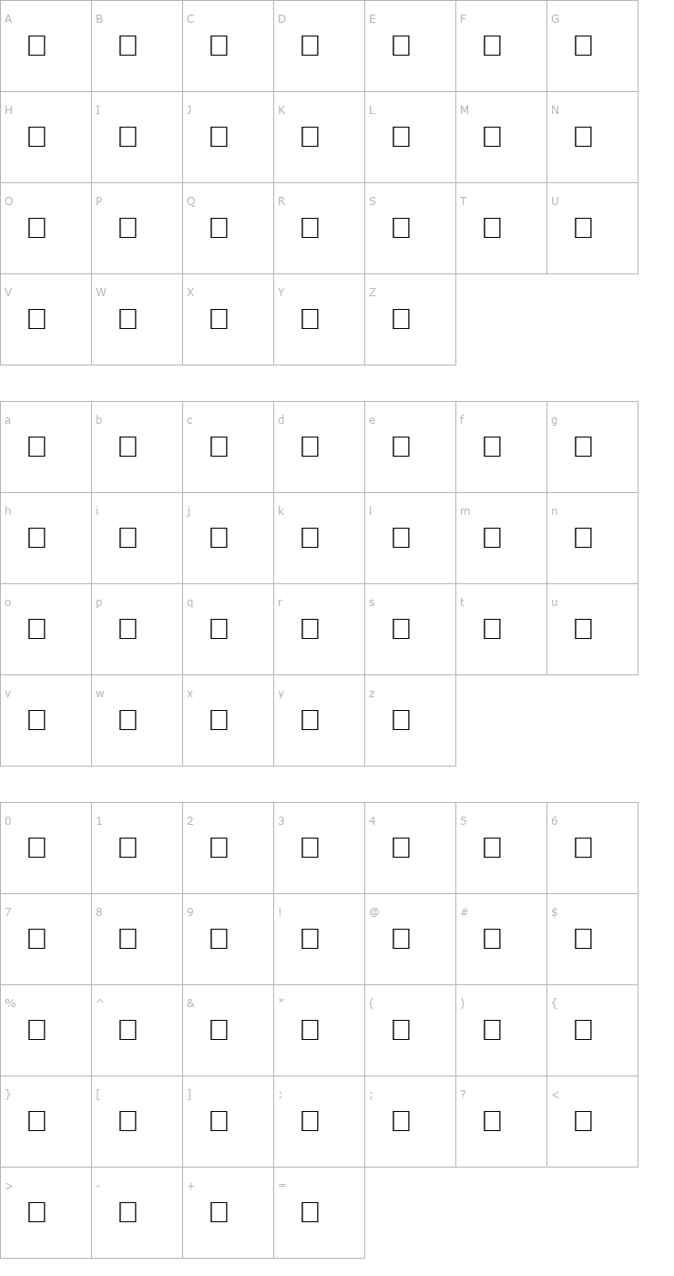 Character Map ABELARD Regular Font