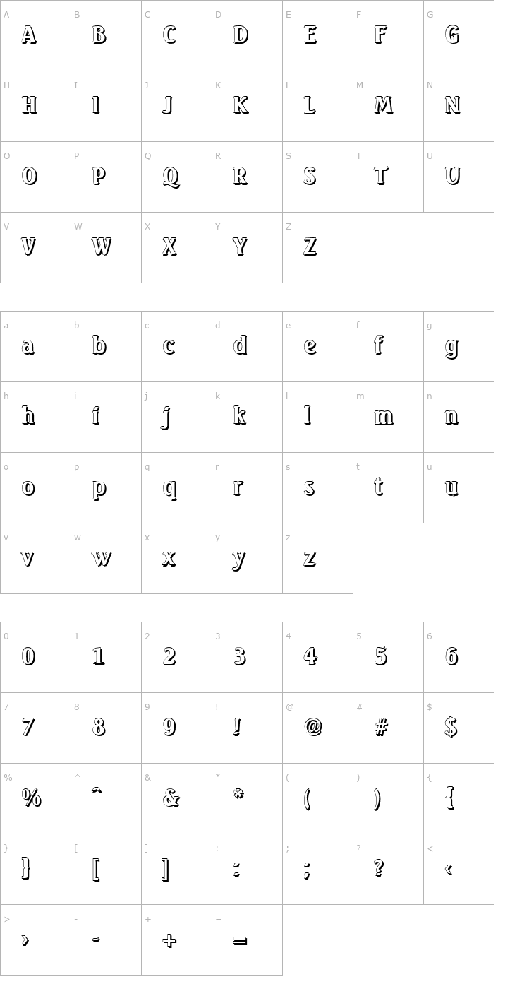 Character Map AbelBeckerShadow-Bold Font