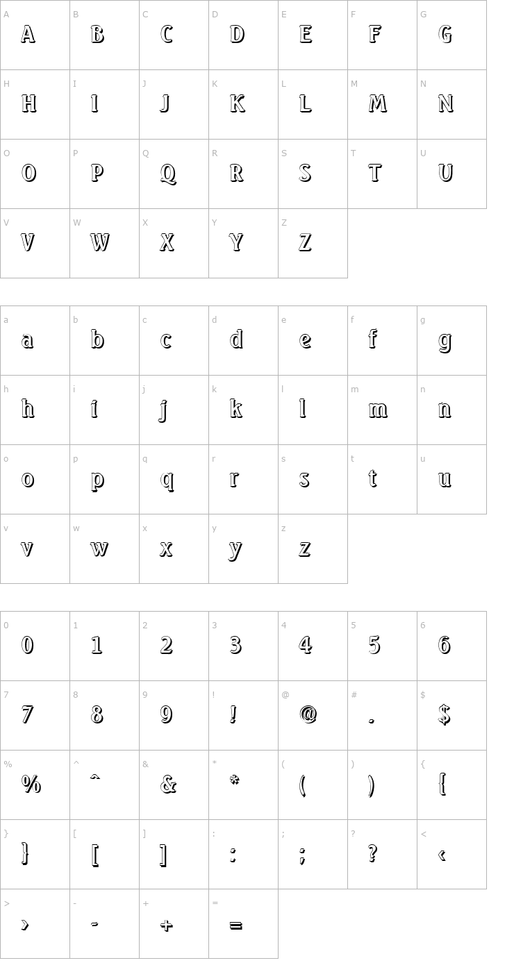Character Map AbelBeckerShadow-Regular Font
