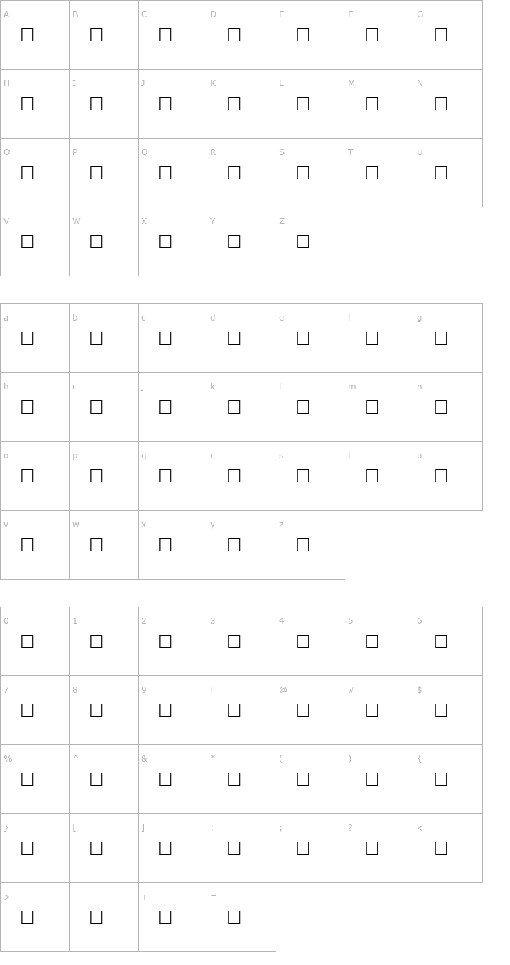 Character Map ABERAHAM Regular Font