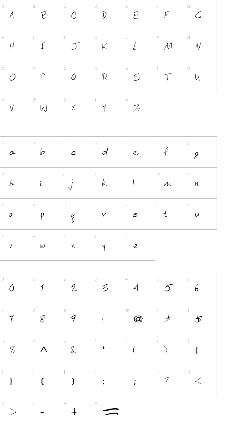 Character Map AberaHam9 Regular ttext Font