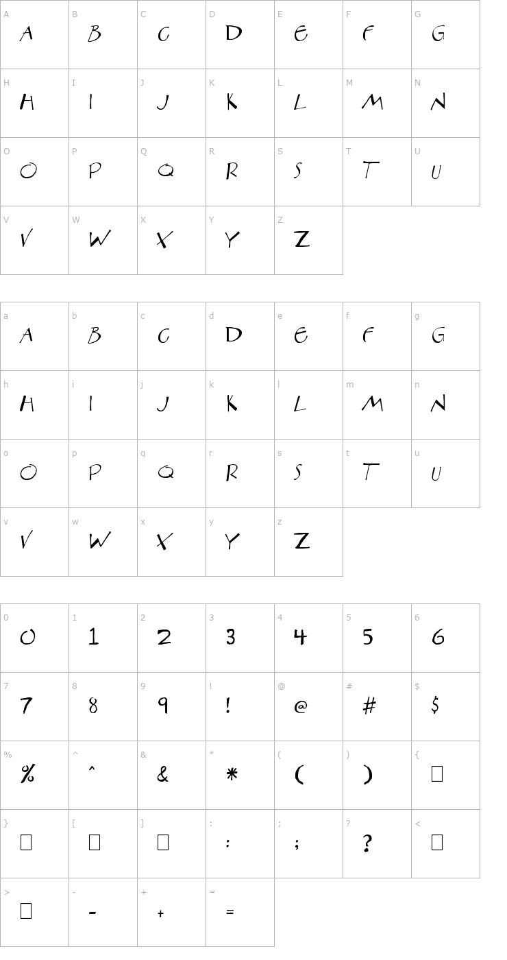 Character Map Aberration Font