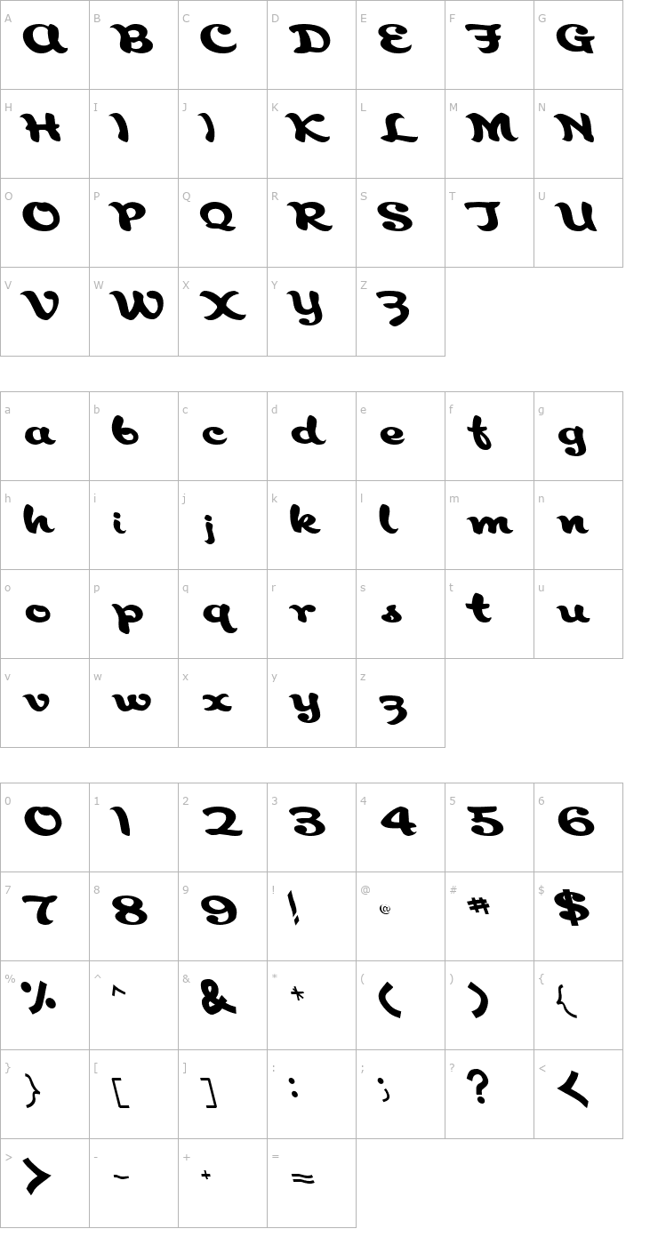 Character Map Aborigianl Regular ttstd Font