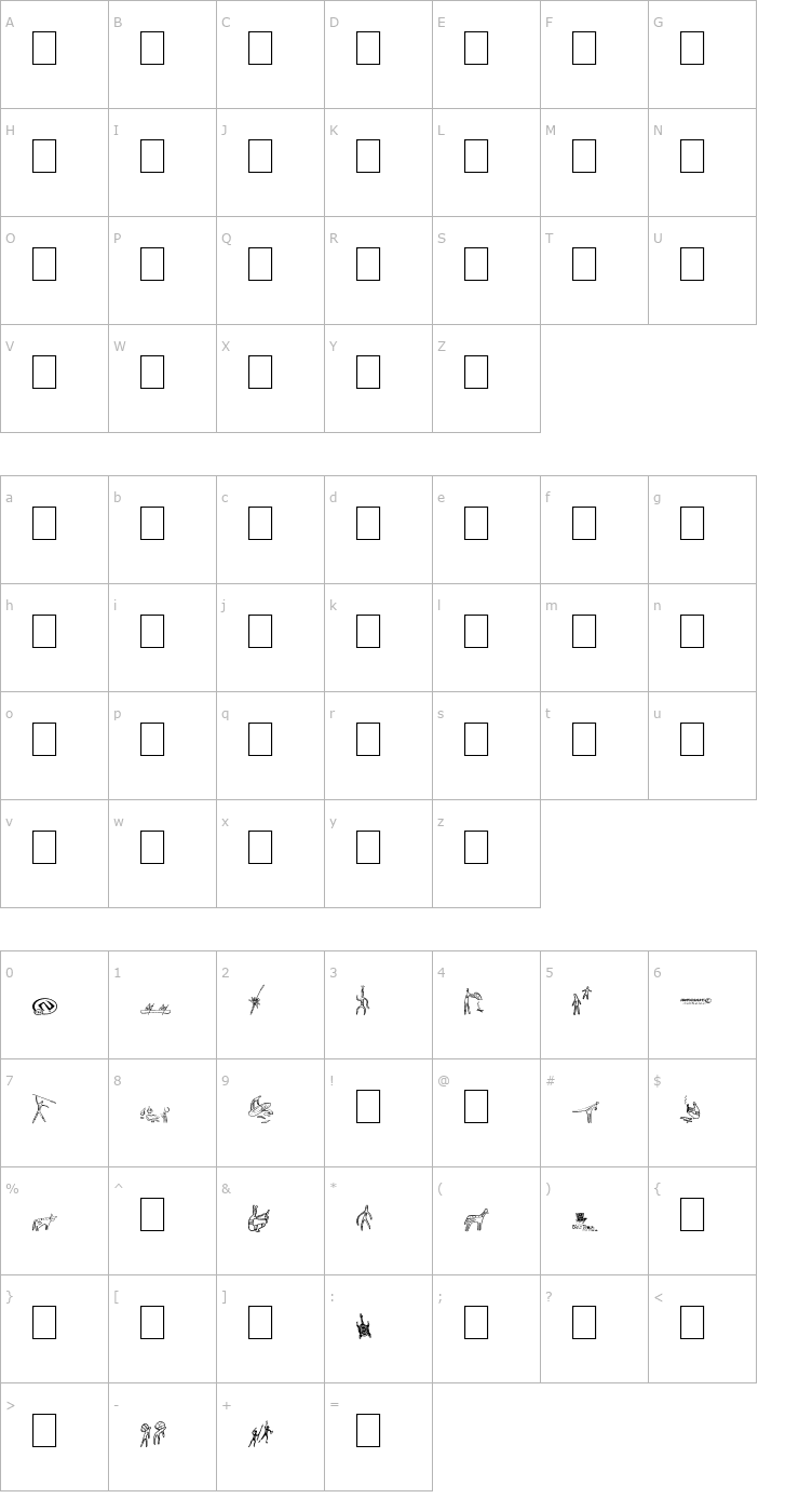 Character Map Aboriginebats 1 Font