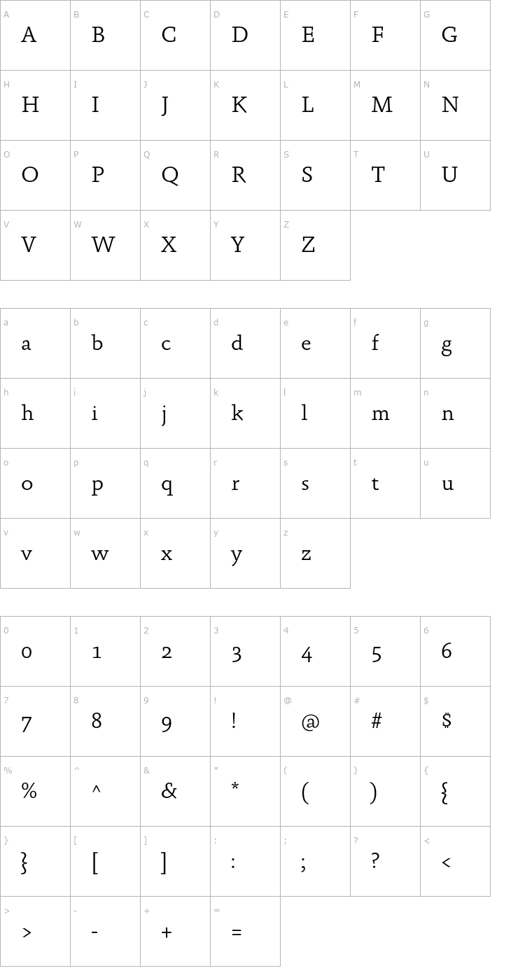 Character Map Absara-Light Font
