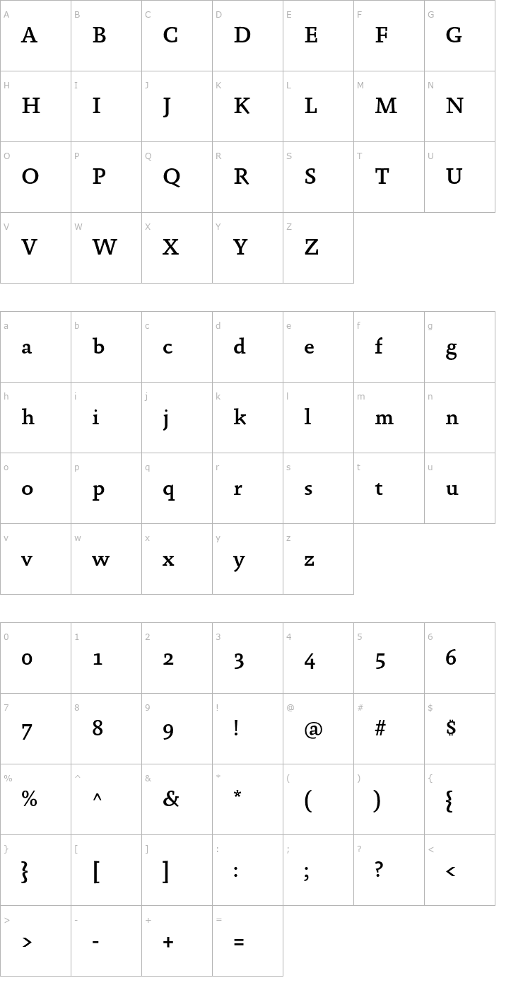 Character Map Absara-Medium Font