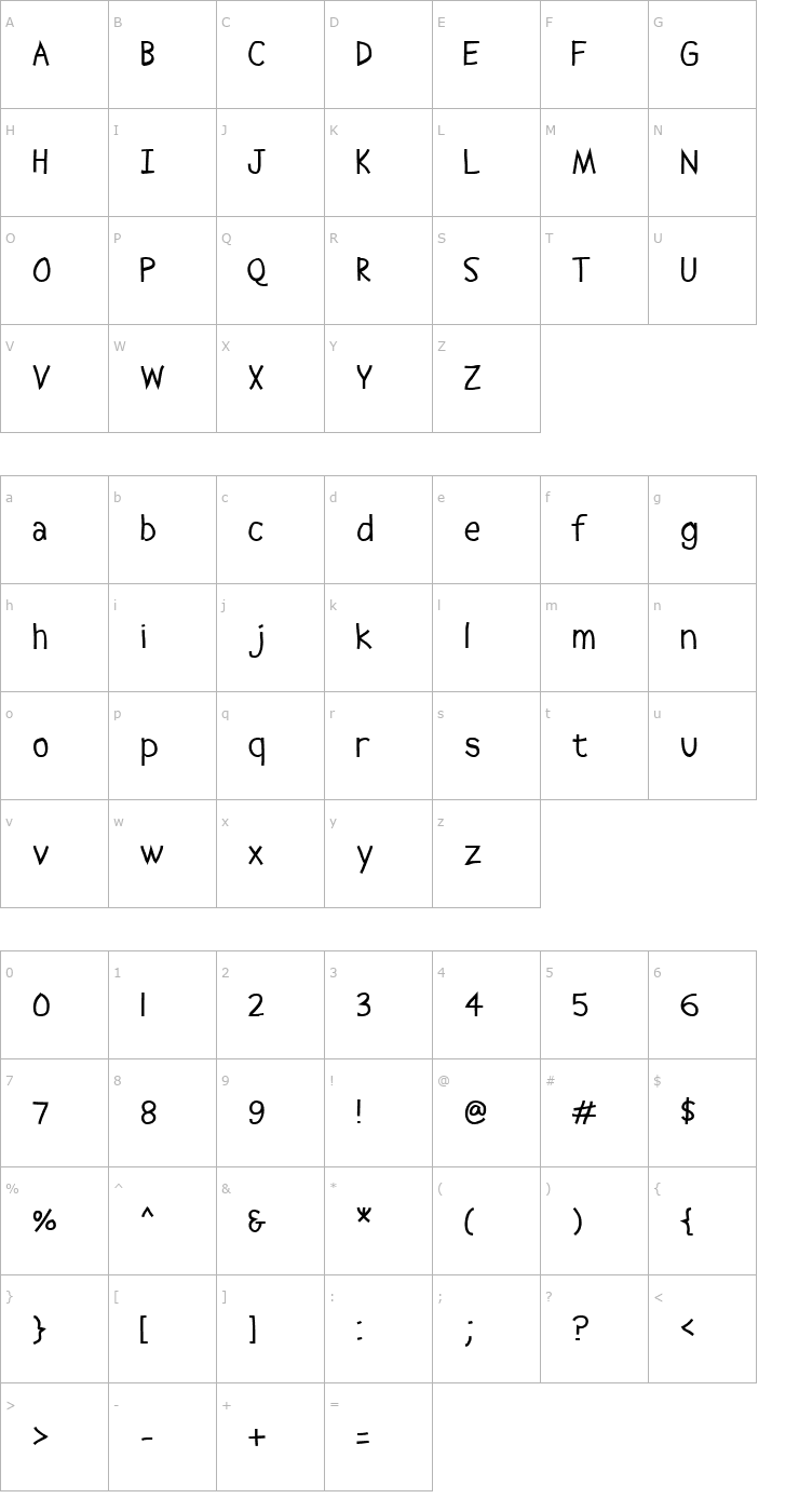Character Map Abscissa Font