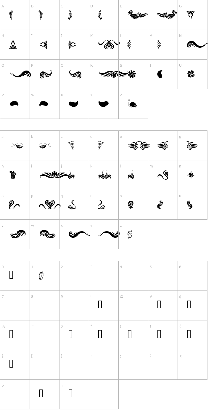 Character Map Absinth Flourishes I Font