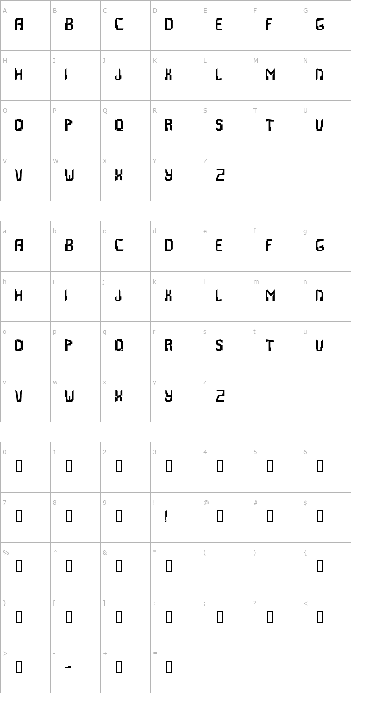 Character Map Abstrakt Font