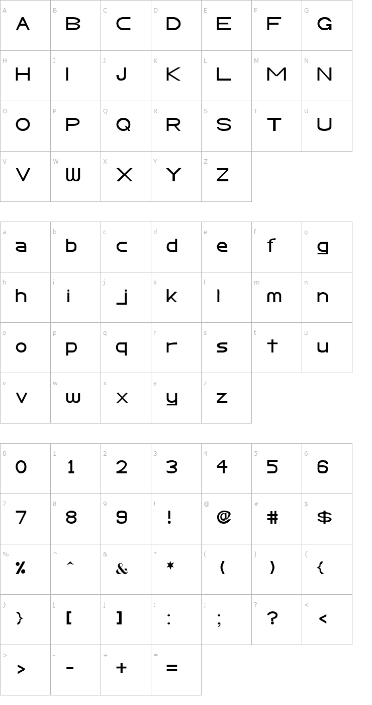 Character Map Abtecia Basic Sans Serif Font Font
