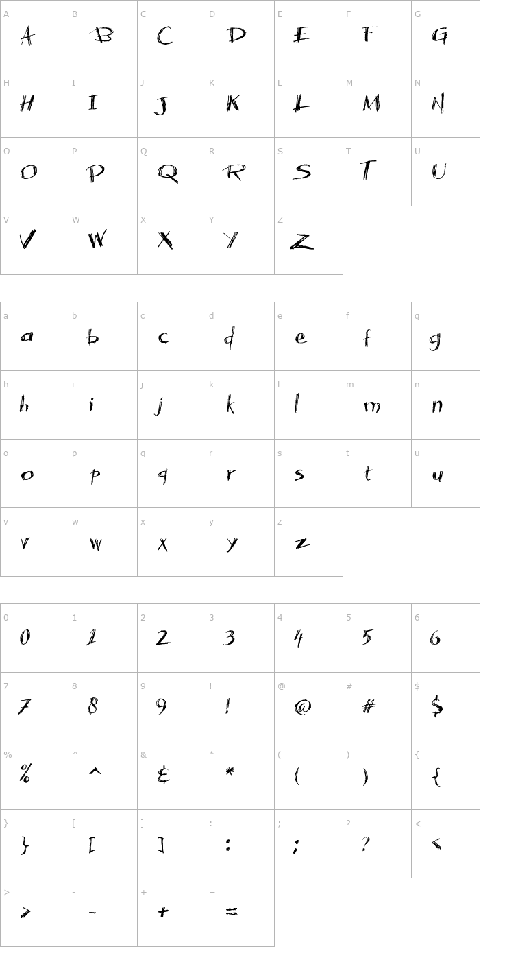 Character Map Acacia 23 Font