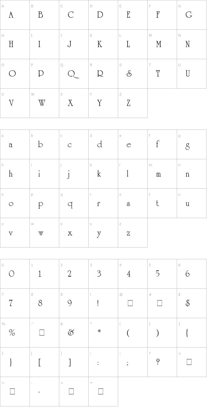 Character Map Academia SSi Font