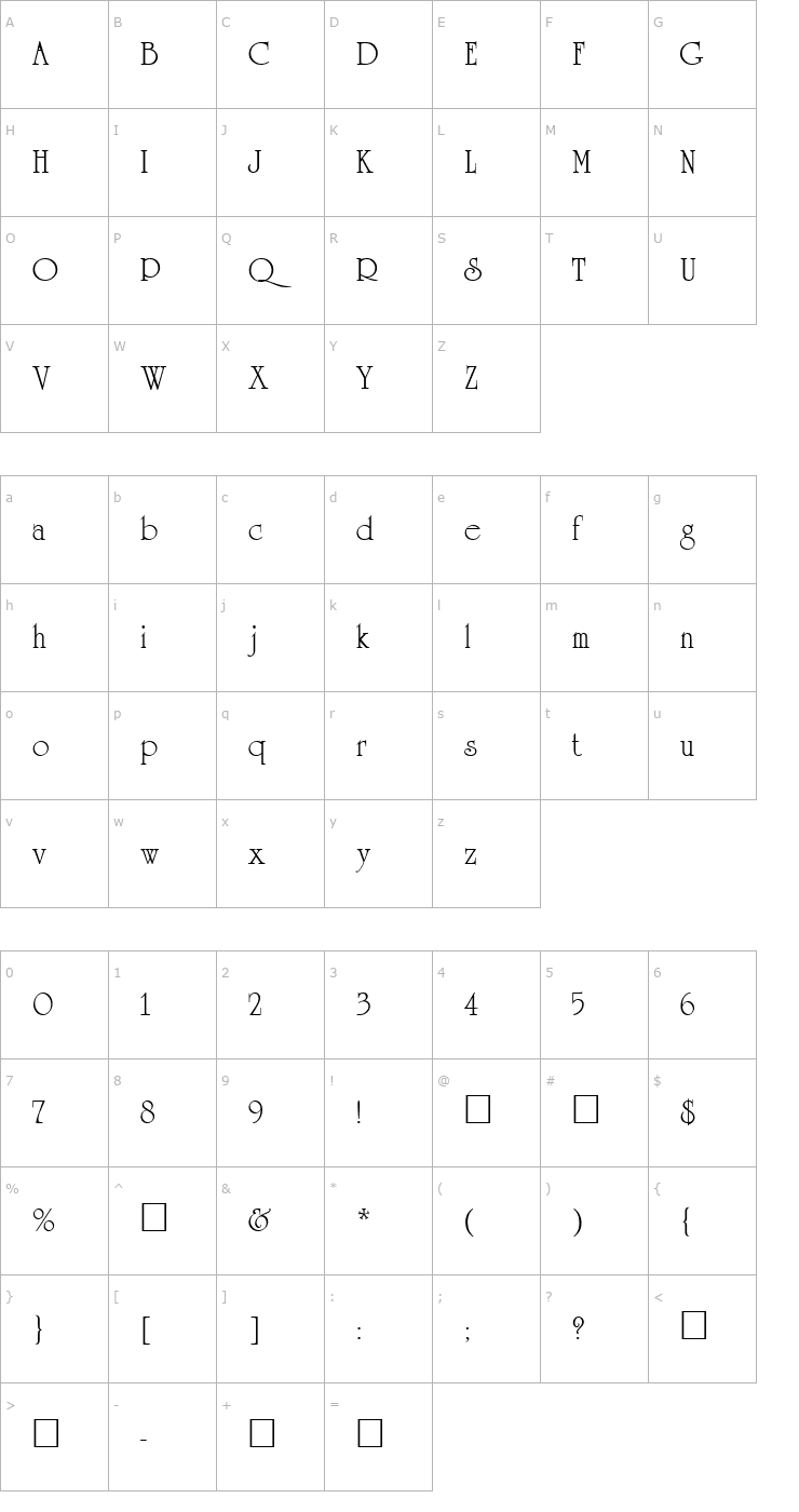 Character Map AcademiaSSK Regular Font