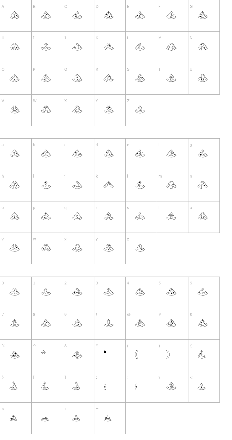 Character Map Accent Watermelon Font