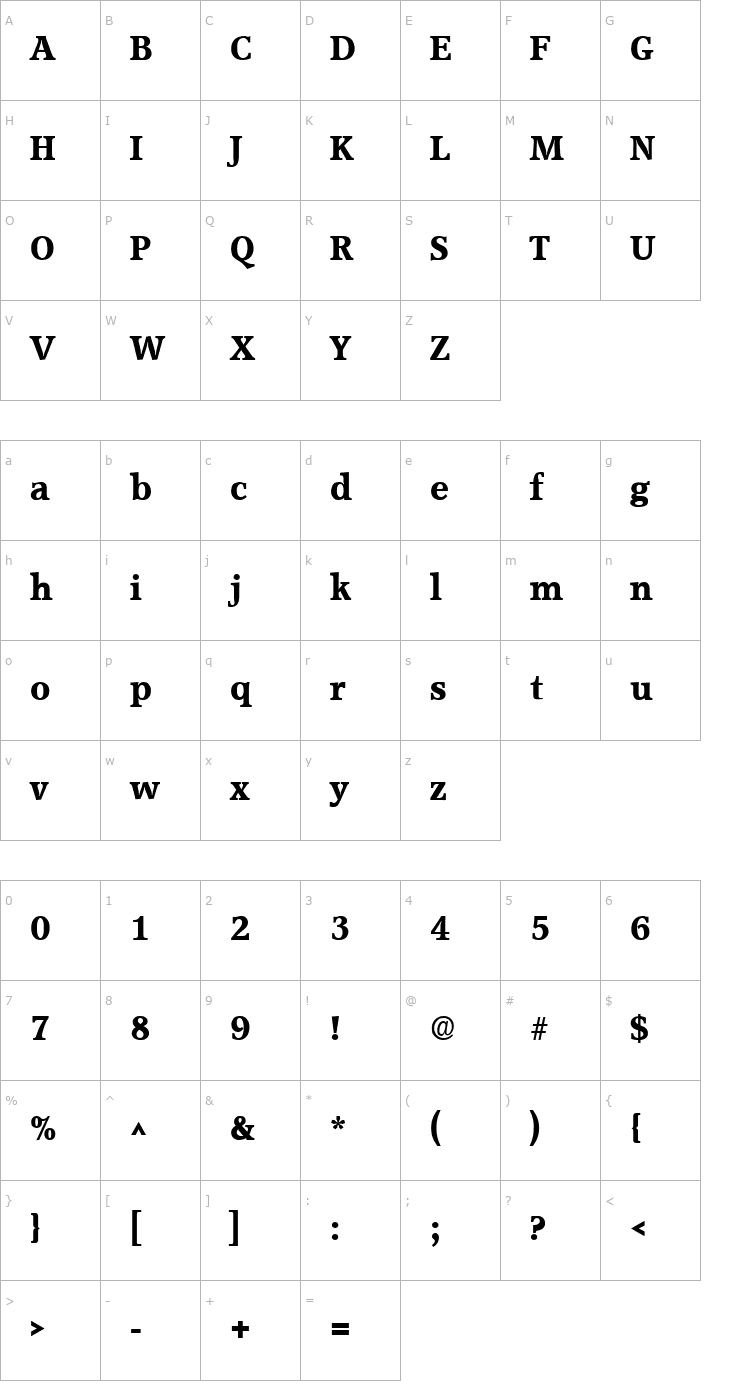 Character Map Accord SF Bold Font